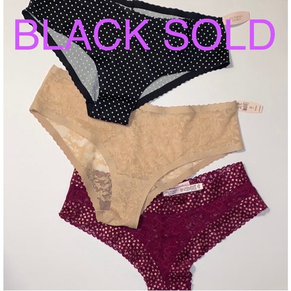Lg NWT Victoria's Secret Cheeky Gold Star Sheer Lace Burgundy Maroon Panties New - Picture 13 of 13